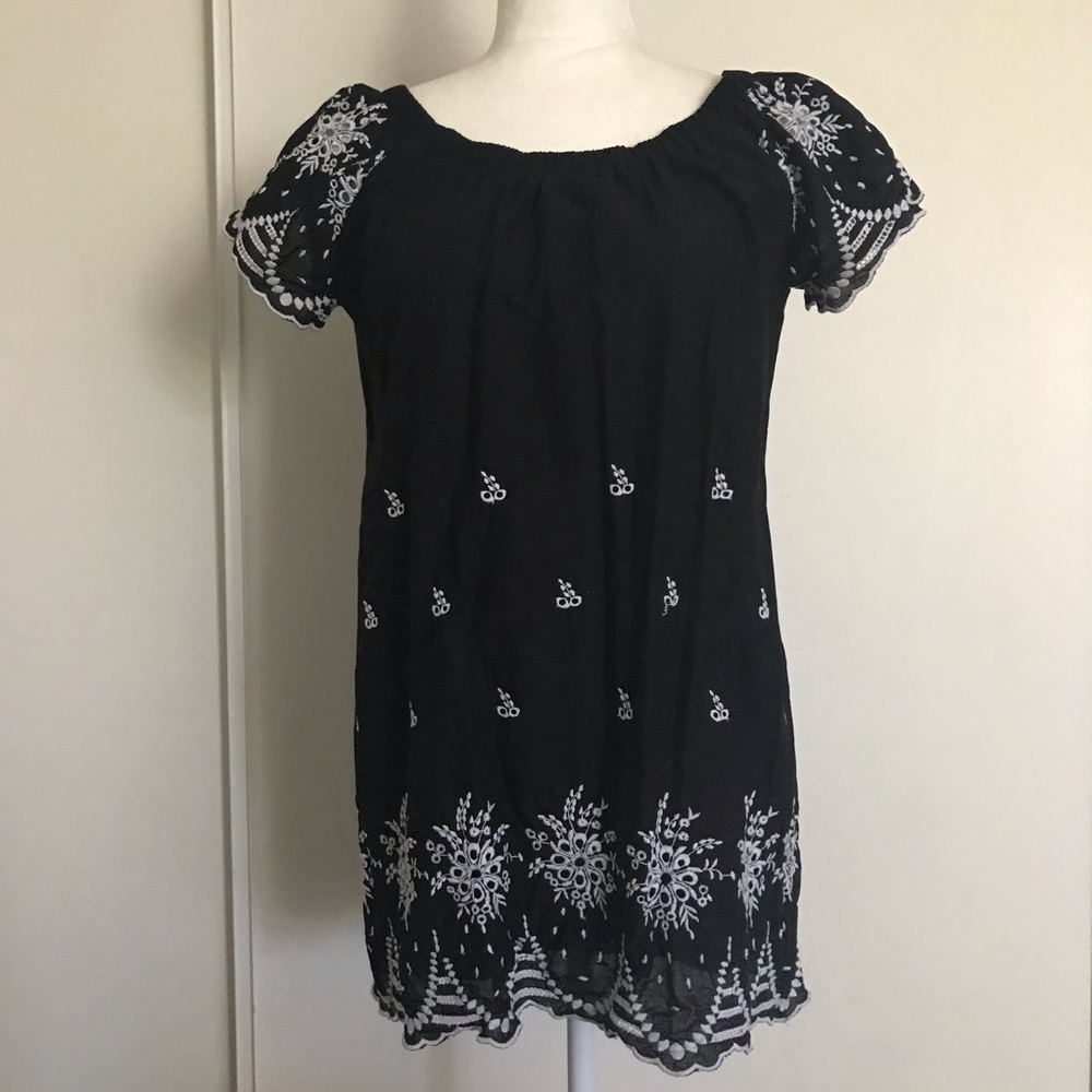 Embroidered Off The Shoulder Tunic